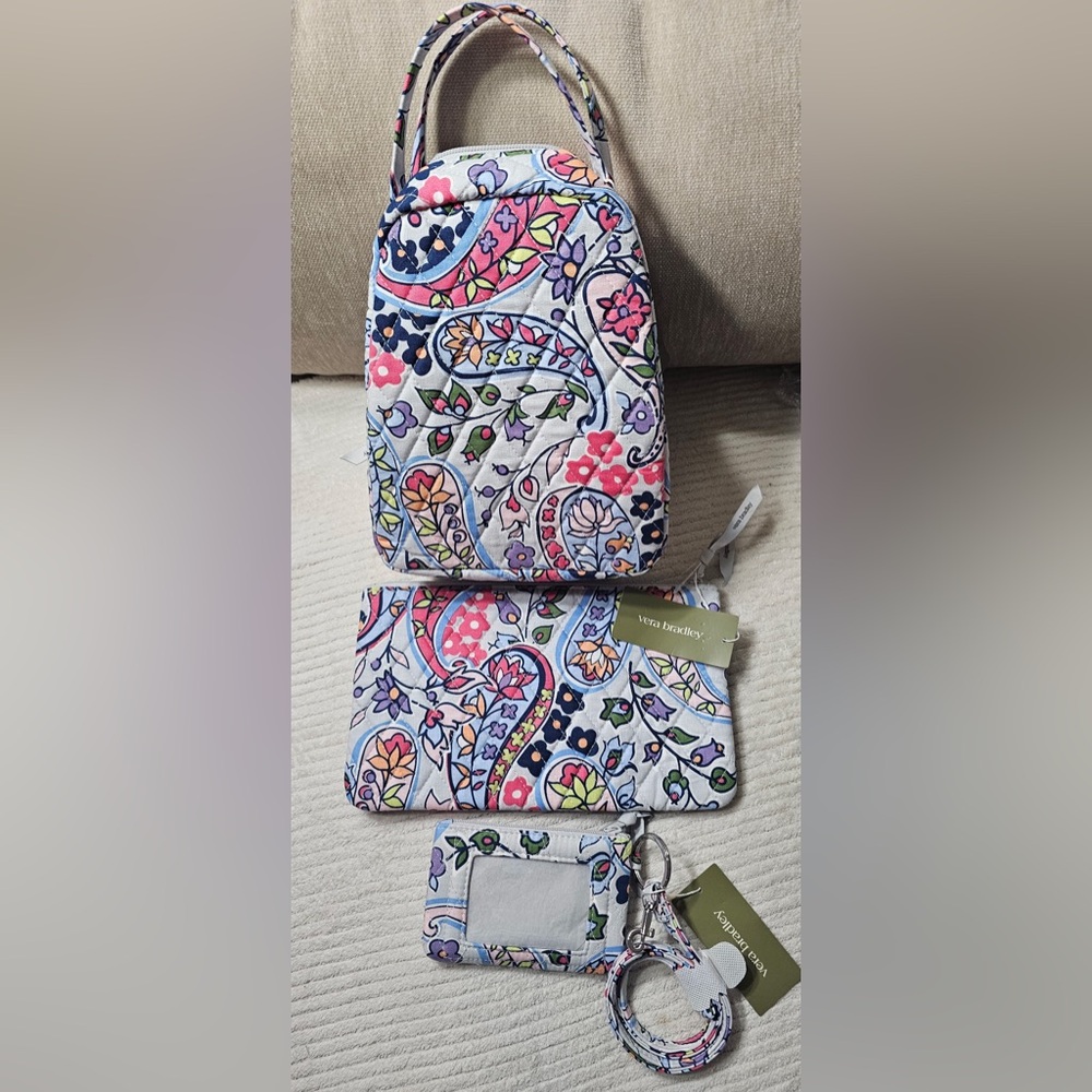 Vera Bradley Paisley Oyster Mushroom 3pc Accessory Set